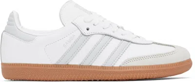 Adidas Originals White & Gray Samba Og Sneakers In Ftwr White / Halo Bl
