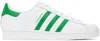 ADIDAS ORIGINALS WHITE & GREEN SUPERSTAR SNEAKERS