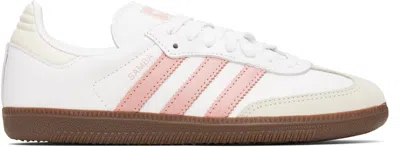 Adidas Originals White & Pink Samba Og Sneakers In Ftwr White / Wonder