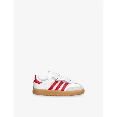 Adidas Originals White/red Kids' Samba Og Leather Trainers Eur 26.5 /9 Uk In Multi