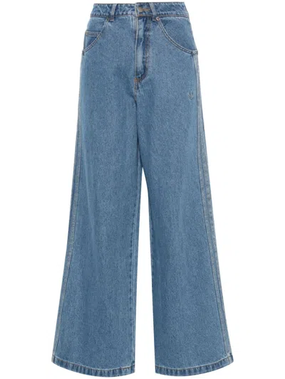 Adidas Originals Wide-leg Jeans In Blue