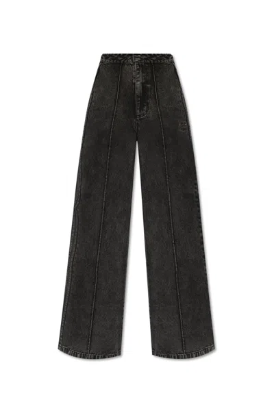 Adidas Originals Stripe-detail Wide Leg Jeans In Black