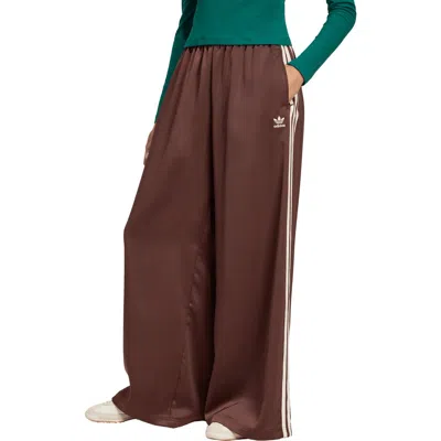 Adidas Originals Wide Leg Satin Track Pants In Auburn/cre