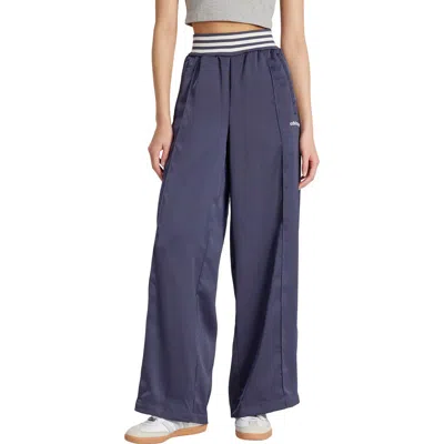 Adidas Originals Wide Leg Satin Track Pants In Shadow Navy