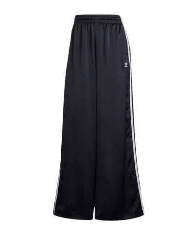 Adidas Originals Wide-leg Satin Track Trousers In Black