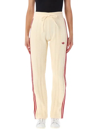 Adidas Originals Wide-leg Knit Track Pants In Neutral