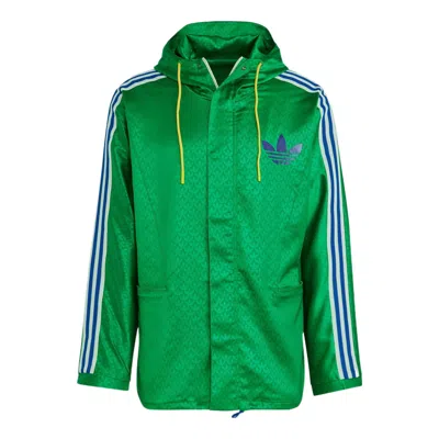 Adidas Originals Windbreaker Logo Printing Hooded Drawstring Sports Jacket 'green'