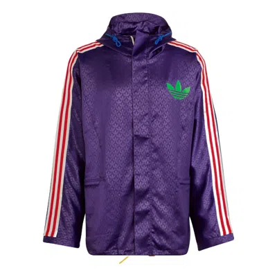 Adidas Originals Windbreaker Logo Printing Hooded Drawstring Sports Jacket 'purple'
