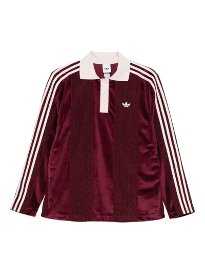 Adidas Originals Winterised Soccer Polo Top In Burgundy