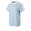 Adidas Originals (wmns) Adidas 3-stripe Breathable T-shirt Asia Sizing 'teal White' In Blue