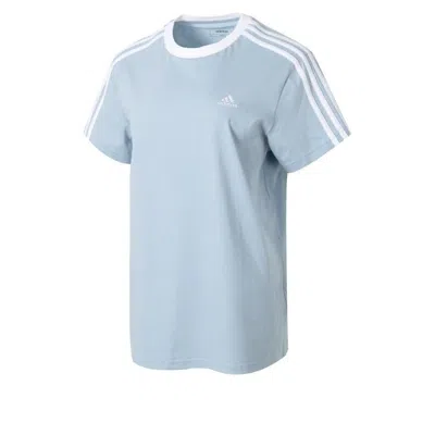 Adidas Originals (wmns) Adidas 3-stripe Breathable T-shirt Asia Sizing 'teal White' In Blue