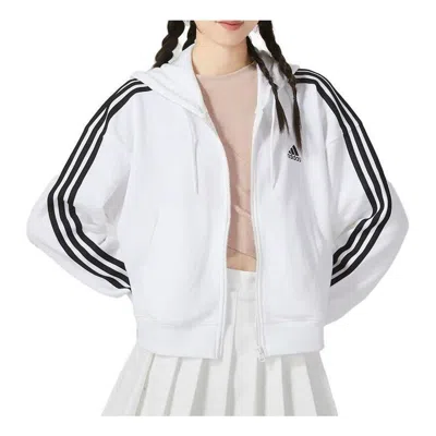 Adidas Originals (wmns) Adidas 3-stripes French Terry Bomber Full-zip Hoodie Jackets 'white'