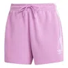 Adidas Originals (wmns) Adidas 3-stripes French Terry Shorts 'purple' In Pink