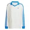 Adidas Originals (wmns) Adidas 3-stripes Satin Long Sleeve T-shirt 'white Blue' In Multi
