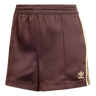 Adidas Originals (wmns) Adidas 3-stripes Satin Shorts Asia Sizing 'shadow Brown'