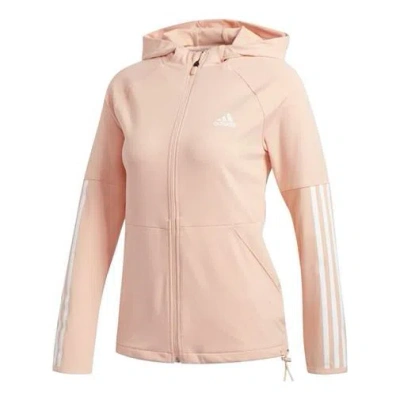 Adidas Originals (wmns) Adidas 3s Fz Hoodie Training Hooded Jacket Pink In Orange