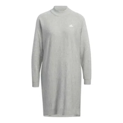 Adidas Originals (wmns) Adidas 3-stripes Long Sleeve Sweater Dress Asia Sizing 'grey' In Gray