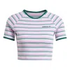 Adidas Originals (wmns) Adidas '80s Rib Stripe Baby T-shirt 'pink White' In Multi