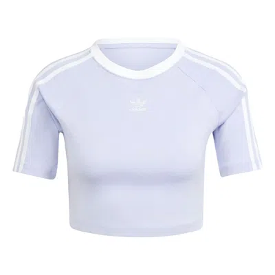 Adidas Originals Womens  3 Stripe Baby T-shirt In Violet Tone/white