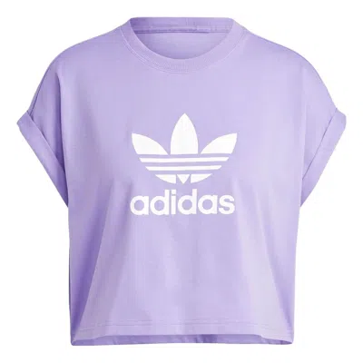 Adidas Originals (wmns) Adidas Adicolor Classics Short Trefoil T-shirt Asia Sizing 'purple White'