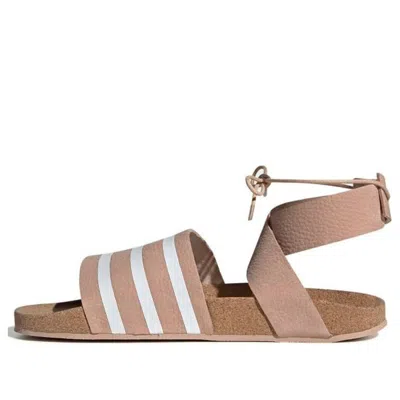 Adidas Originals (wmns) Adidas Adilette Ankle Wrap 'pink' In Brown