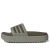 Adidas Originals (wmns) Adidas Adilette Platform Slide 'pebble Olive Strata' In Multi