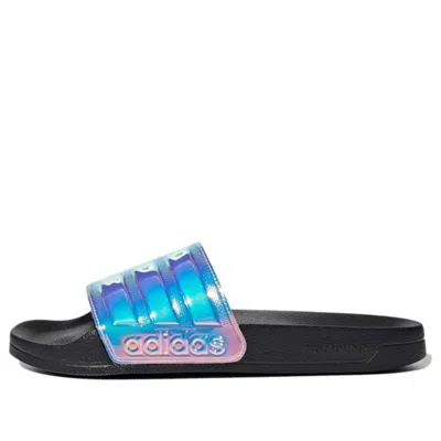 Adidas Originals (wmns) Adidas Adilette Shower Slides For Laser Slippers Multi-color 'black' In Blue