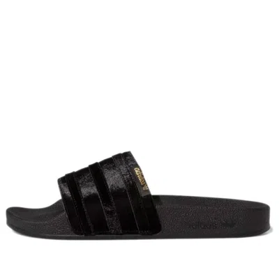 Adidas Originals (wmns) Adidas Adilette Slide 'black Gold Metallic' In Multi
