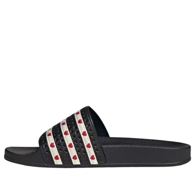 Adidas Originals (wmns) Adidas Adilette Slides 'core Black Wonder White Better Scarlet'