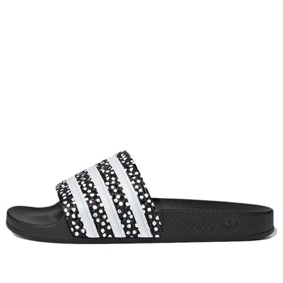 Adidas Originals Adidas Women's Adilette Print Slide Sandals In Black/white