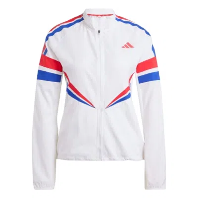 Adidas Originals (wmns) Adidas Adizero Retro Running Jacket 'white Red Blue' In Multi