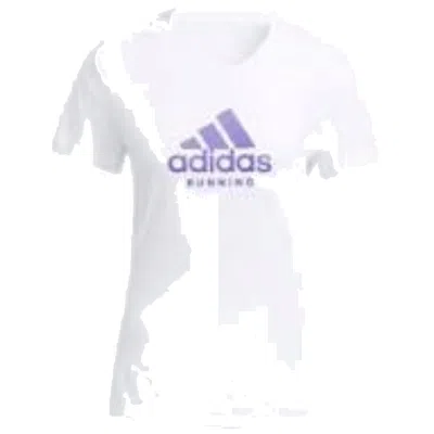 Adidas Originals (wmns) Adidas Aeroready Running Logo Graphic T-shirt Asia Sizing 'white Purple' In Multi
