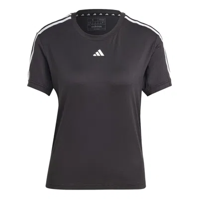 Adidas Originals (wmns) Adidas Aeroready Train Essentials 3-stripes T-shirt Asia Sizing 'black White' In Gray