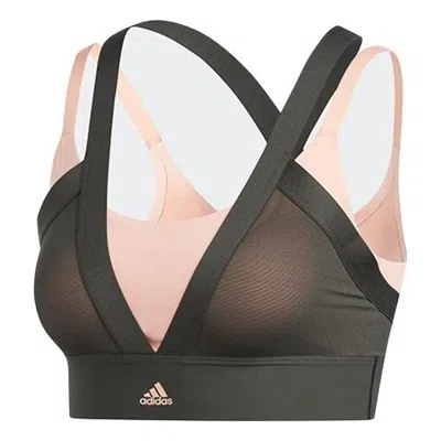 Adidas Originals (wmns) Adidas All Me Layered Sports Bra 'green Pink' In Black