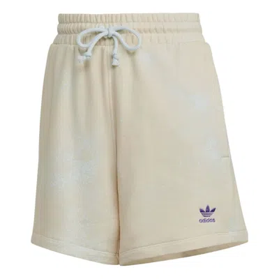 Adidas Originals (wmns) Adidas Allover Print Loose Shorts Asia Sizing 'beige Purple' In Neutral