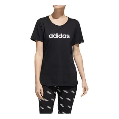 Adidas Originals (wmns) Adidas Alphabet Logo Printing Training Sports Short Sleeve Black