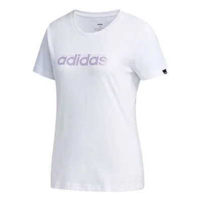 Adidas Originals (wmns) Adidas Alphabet Logo Printing Training Sports Short Sleeve White