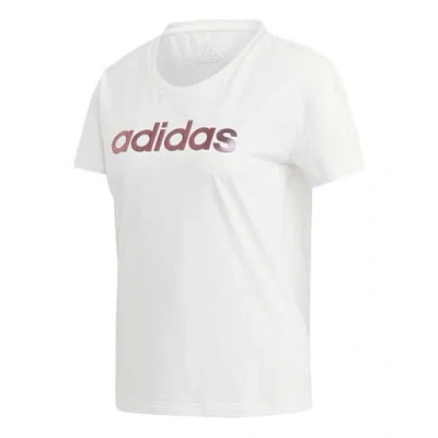 Adidas Originals (wmns) Adidas Alphabet Printing Round Neck Training Sports Short Sleeve White