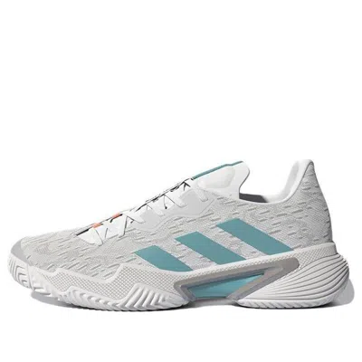 Adidas Originals (wmns) Adidas Barricade Wear-resistant Non-slip Tennis Shoe Gray Blue In White