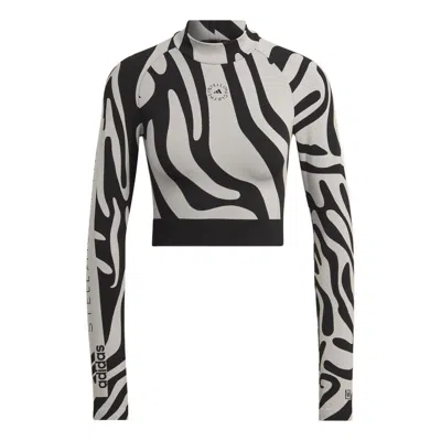 Adidas Originals (wmns) Adidas By Stella Mccartney Seamless Wolford Crop Top 'white Black' In Gray