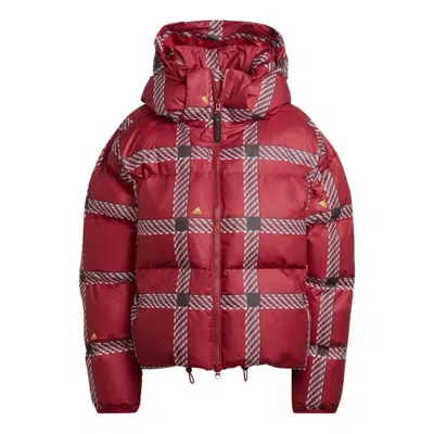 Adidas Originals (wmns) Adidas By Stella Mccartney Short Padded Printed Winter Jacket 'red White' In Brown