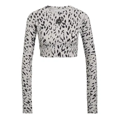 Adidas Originals (wmns) Adidas By Stella Mccartney Truestrength Long Sleeve Cropped Top 'white Black' In Multi