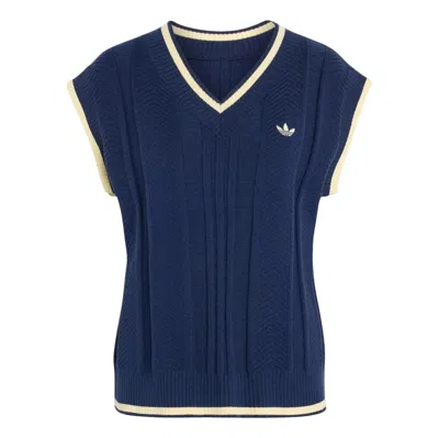 Adidas Originals (wmns) Adidas Cable Knit Vest Asia Sizing 'night Indigo' In Blue