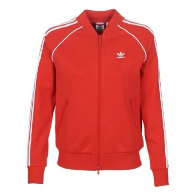 Adidas Originals (wmns) Adidas Classic Contrasting Colors Sports Jacket Red