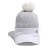 Adidas Originals (wmns) Adidas Cold Ready Pom Pom Knit Cap 'white Grey' In Gray