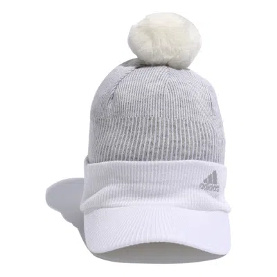 Adidas Originals (wmns) Adidas Cold Ready Pom Pom Knit Cap 'white Grey' In Gray