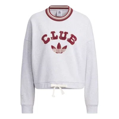 Adidas Originals (wmns) Adidas Collegiate Graphics Crew Sweatshirt 'grey Red' In White