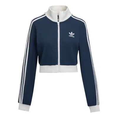 Adidas Originals (wmns) Adidas Crop Track Top Slim Fit Jacket Asia Sizing 'night Indigo' In Multi