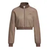 Adidas Originals (wmns) Adidas Crop Track Top Slim Fit Jacket Asia Sizing 'sand Strata' In Brown