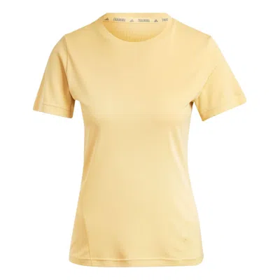 Adidas Originals (wmns) Adidas Designed For Training Heat.rdy Hiit Tee Asia Sizing 'oat' In Yellow